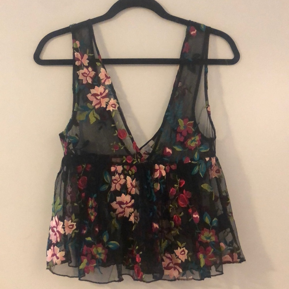 Sheer embroidered babydoll top